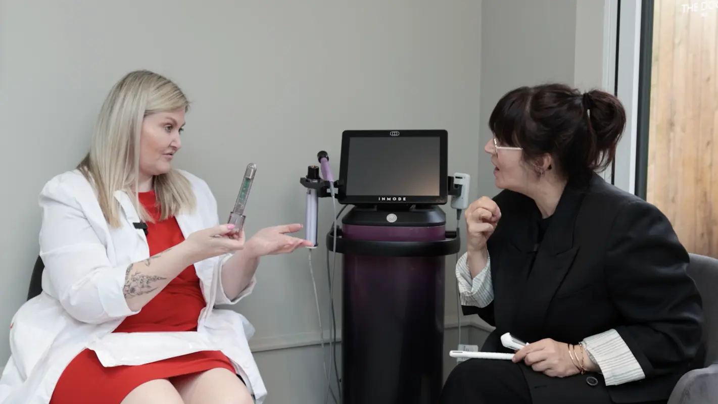 Anna Richardson discusses women's intimate health concerns from the menopause and treatments from Empower RF by inMode by Dr Sarah Jenkins at The Door W4